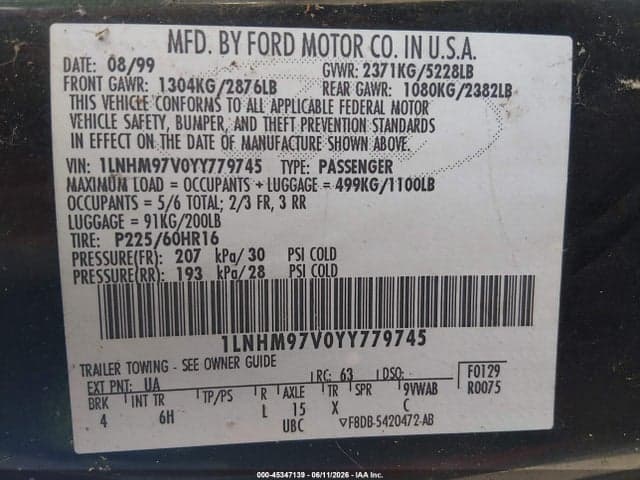 2000 LINCOLN CONTINENTAL 9