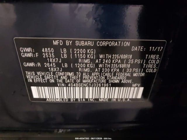 2018 SUBARU OUTBACK 3.6R LIMITED 9