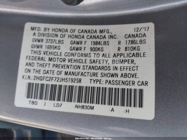 2018 HONDA CIVIC EX 8