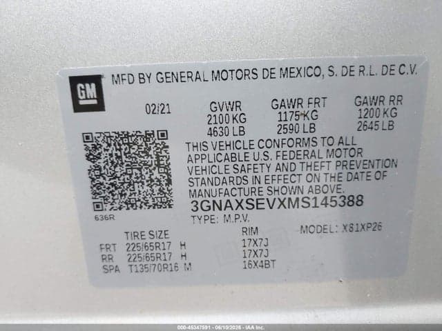 2021 CHEVROLET EQUINOX AWD LS 9