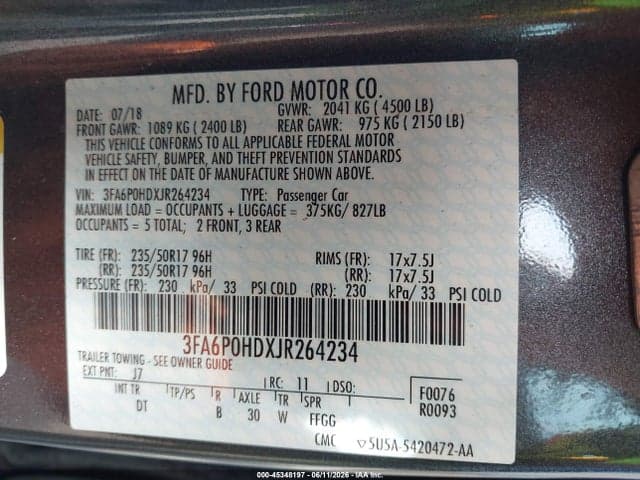 2018 FORD FUSION SE 9