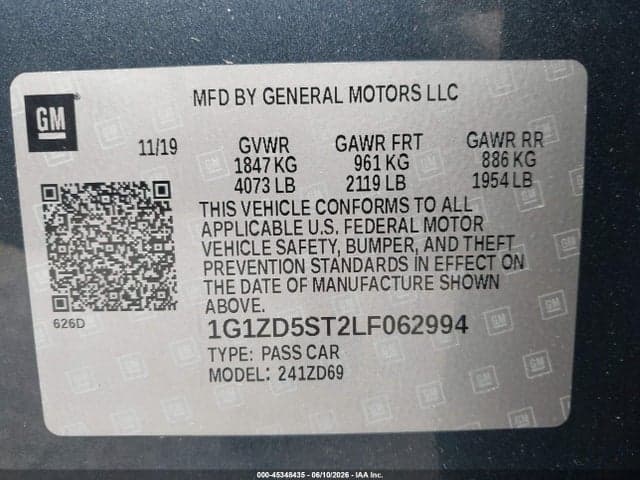 2020 CHEVROLET MALIBU FWD LT 9