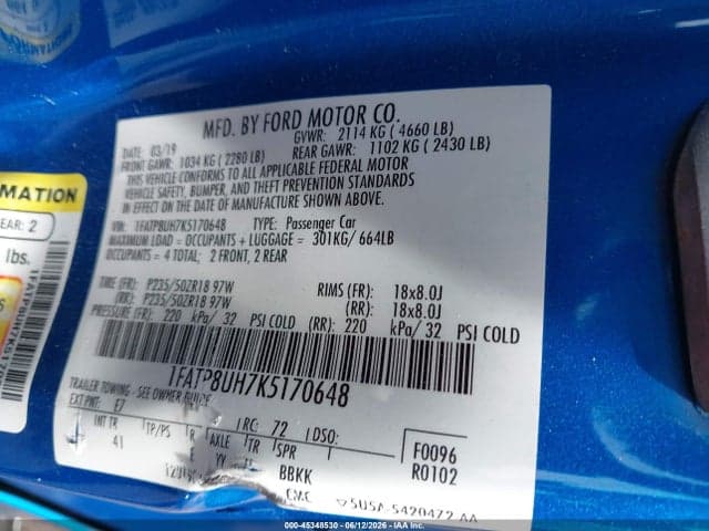 2019 FORD MUSTANG ECOBOOST PREMIUM 9