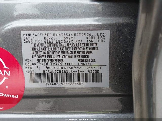 2022 NISSAN SENTRA SV XTRONIC CVT 9