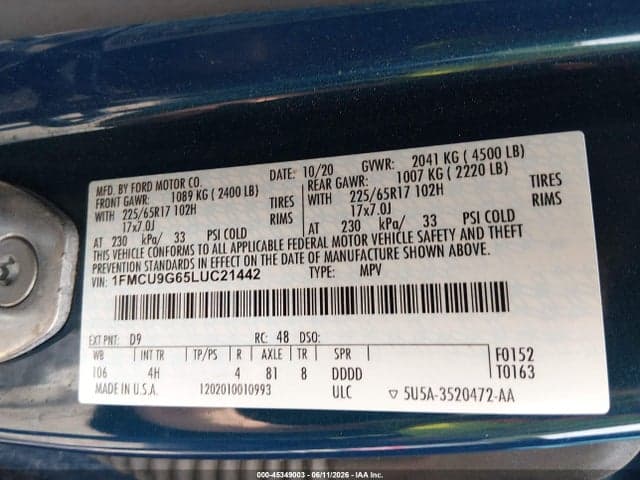 2020 FORD ESCAPE SE 9