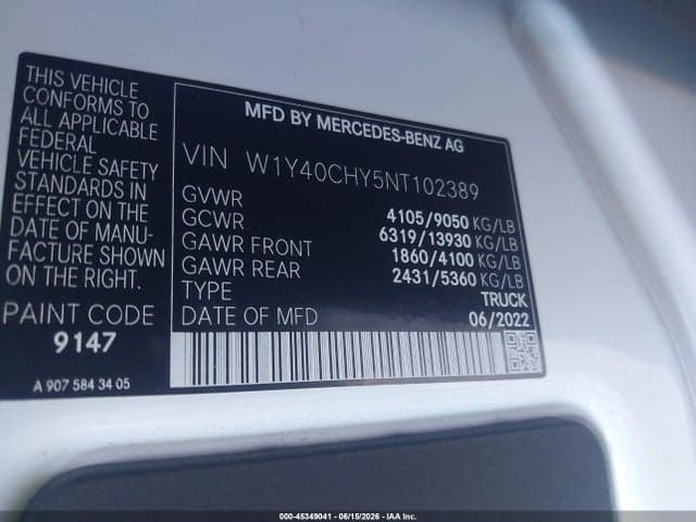 2022 MERCEDES-BENZ SPRINTER 2500 9