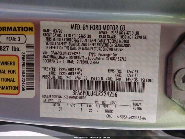 2020 FORD FUSION HYBRID SE 9