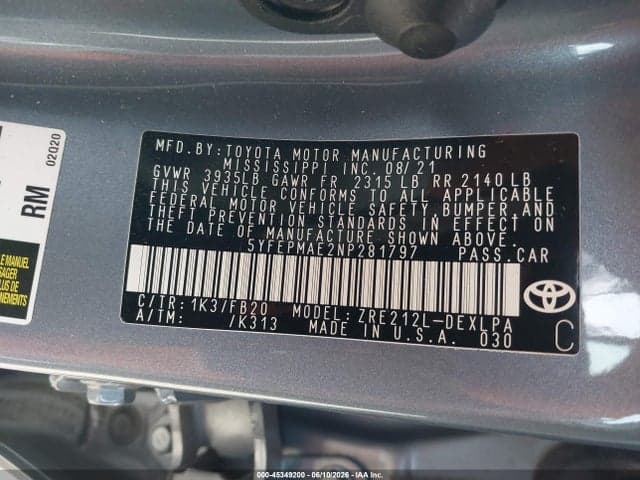 2022 TOYOTA COROLLA LE 9
