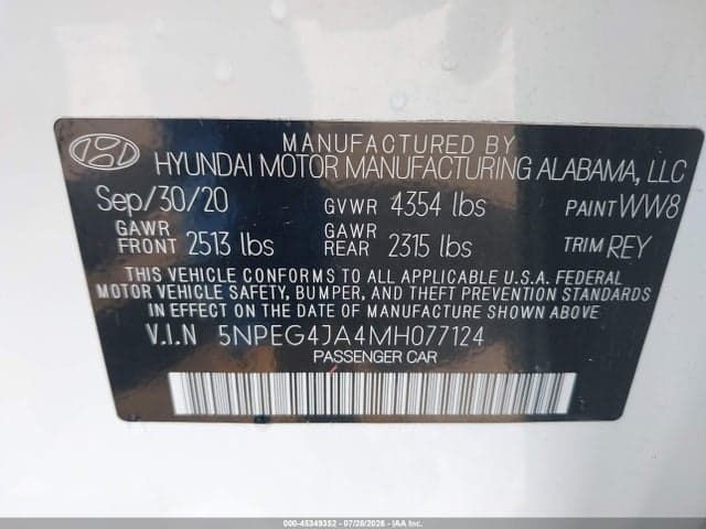 2021 HYUNDAI SONATA SE 9