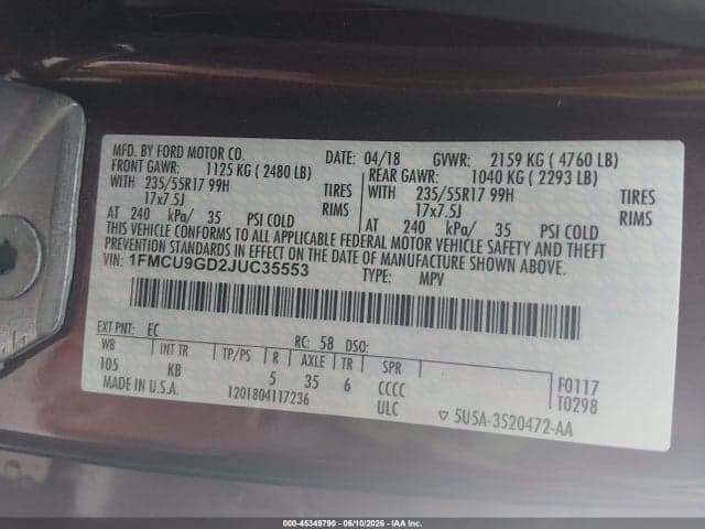 2018 FORD ESCAPE SE 9