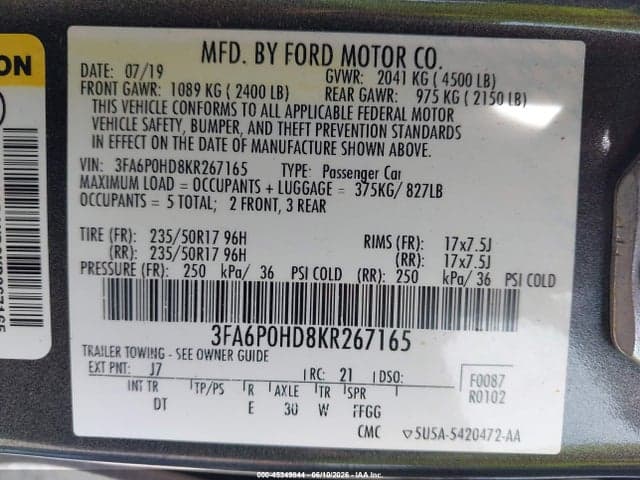 2019 FORD FUSION SE 9