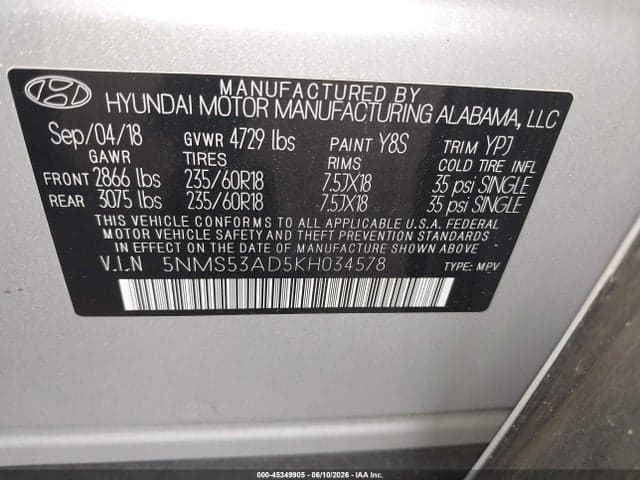 2019 HYUNDAI SANTA FE LIMITED 9