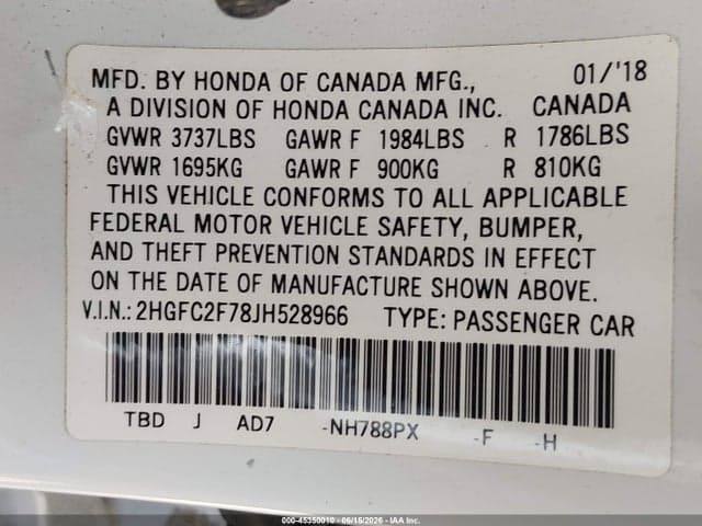 2018 HONDA CIVIC EX 9