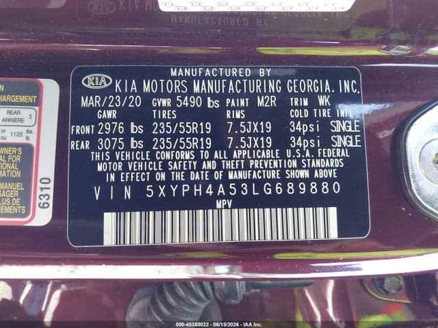 2020 KIA SORENTO 3.3L EX 9
