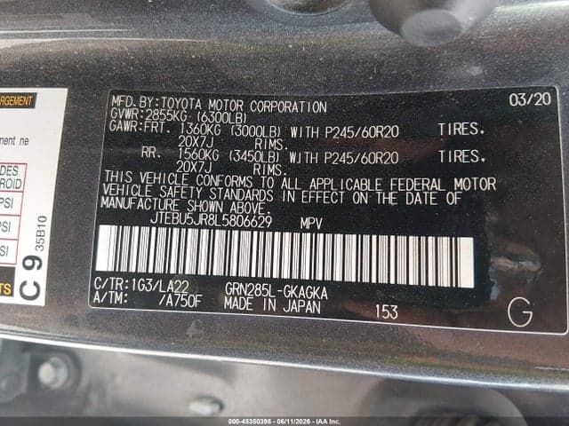 2020 TOYOTA 4RUNNER LIMITED 9
