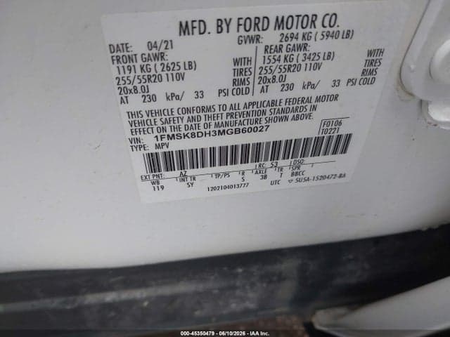 2021 FORD EXPLORER XLT 9
