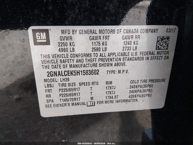 2017 CHEVROLET EQUINOX LT 9