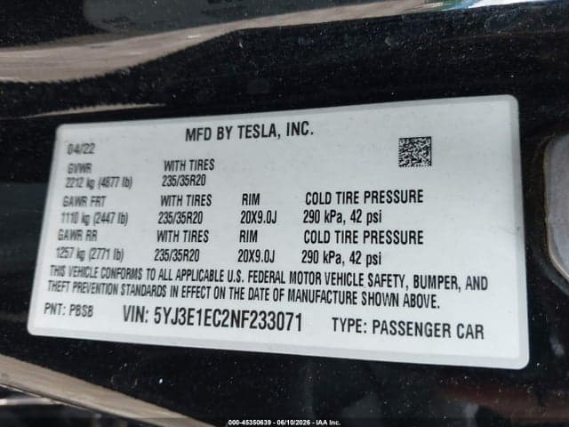 2022 TESLA MODEL 3 PERFORMANCE DUAL MOTOR ALL-WHEEL DRIVE 9