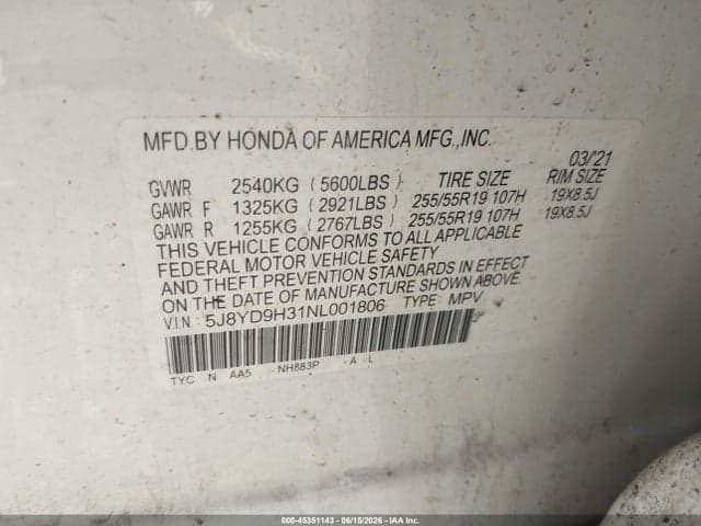 2022 ACURA MDX STANDARD 9