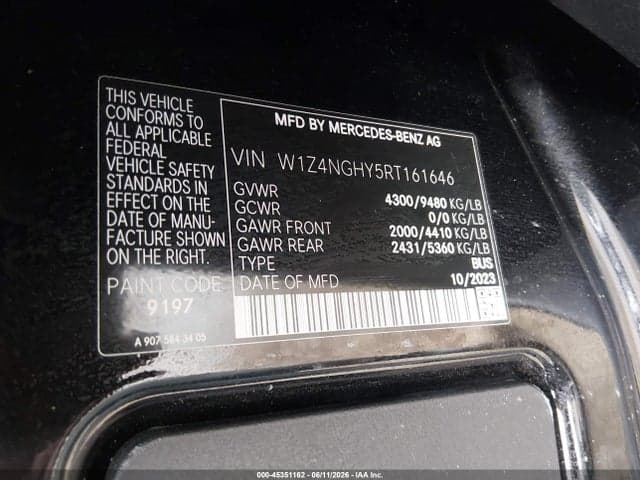 2024 MERCEDES-BENZ SPRINTER 2500 HIGH ROOF 4-CYL DIESEL HO 9
