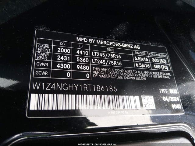 2024 MERCEDES-BENZ SPRINTER 2500 HIGH ROOF 4-CYL DIESEL HO 9
