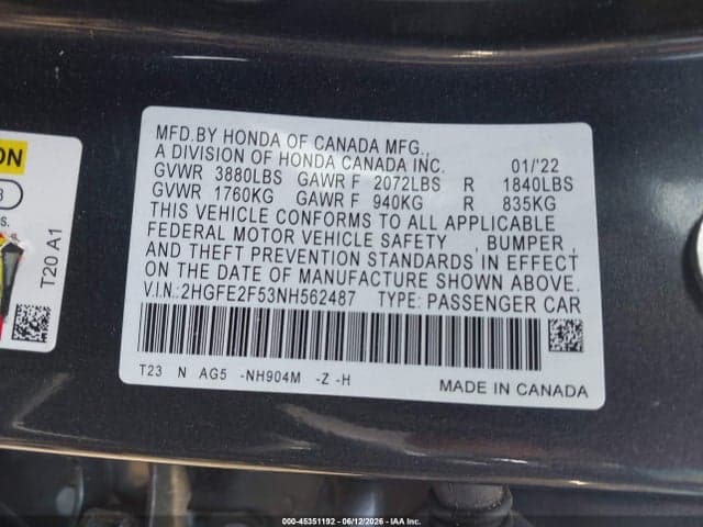 2022 HONDA CIVIC SPORT 9
