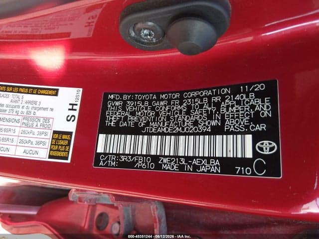 2021 TOYOTA COROLLA HYBRID LE 9