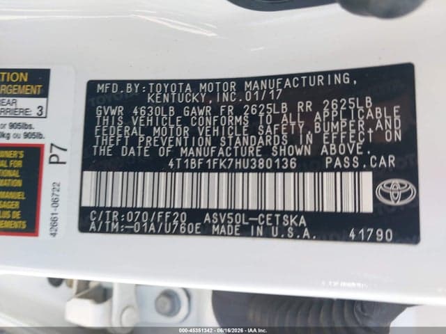 2017 TOYOTA CAMRY SE 9