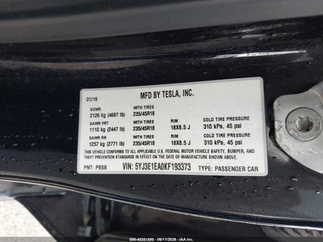 2019 TESLA MODEL 3 9