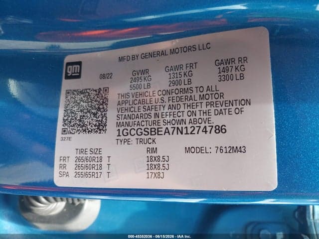 2022 CHEVROLET COLORADO 2WD SHORT BOX WT 9