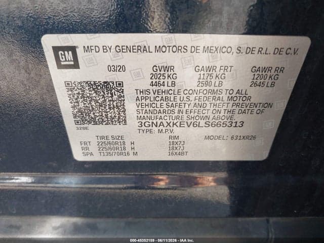 2020 CHEVROLET EQUINOX FWD LT 1.5L TURBO 9