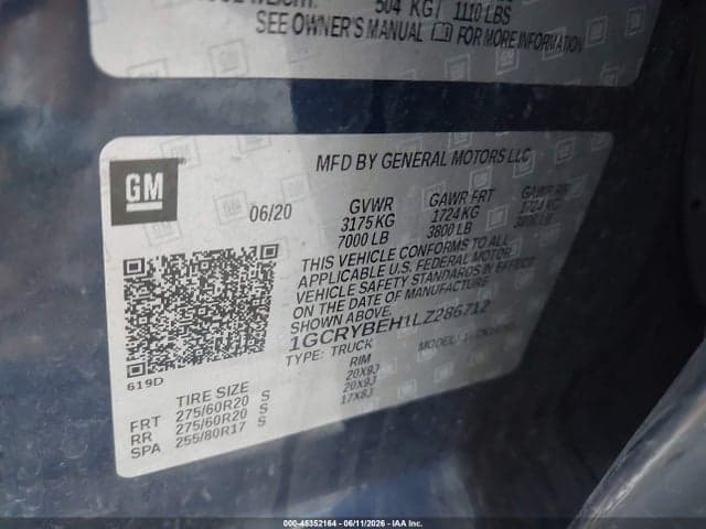 2020 CHEVROLET SILVERADO 1500 4WD STANDARD BED CUSTOM 9
