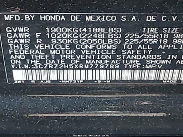 2024 HONDA HR-V AWD SPORT/AWD SPORT W/O BSI 9