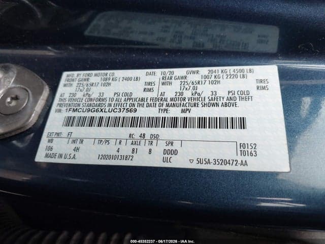 2020 FORD ESCAPE SE 9