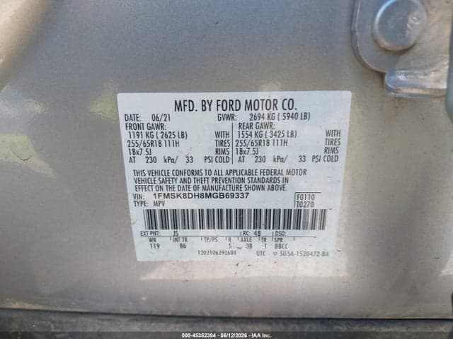 2021 FORD EXPLORER XLT 9