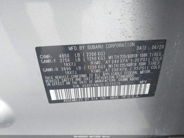 2020 SUBARU OUTBACK LIMITED 9