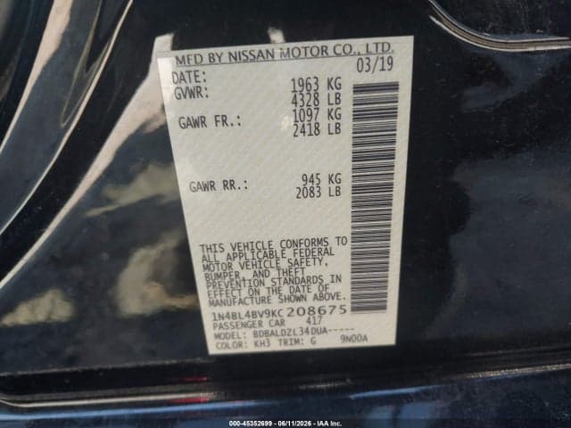 2019 NISSAN ALTIMA 2.5 S 9