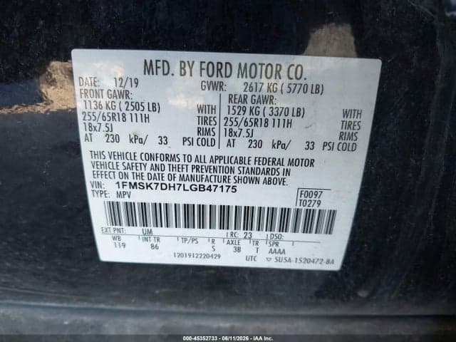 2020 FORD EXPLORER XLT 9