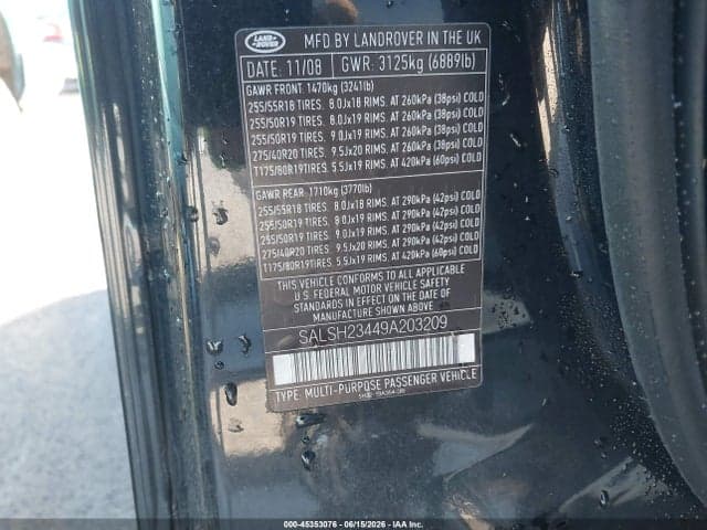 2009 LAND ROVER RANGE ROVER 9