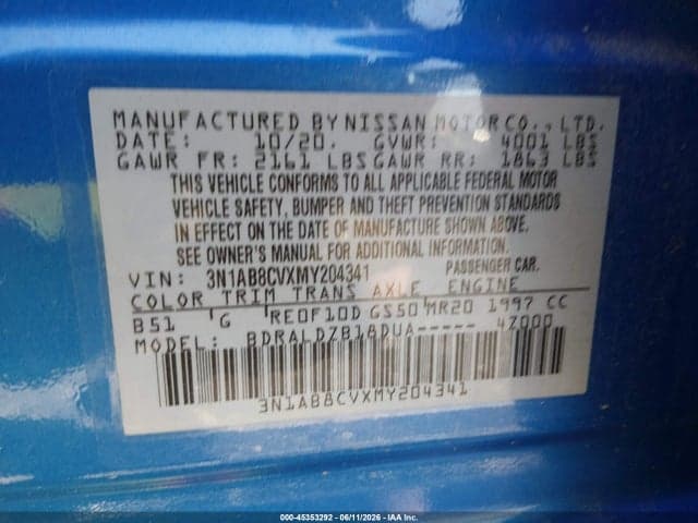 2021 NISSAN SENTRA SV XTRONIC CVT 9