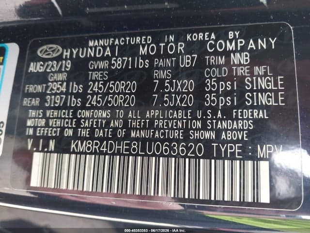 2020 HYUNDAI PALISADE SEL 9