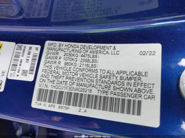 2022 HONDA ACCORD SPORT 9