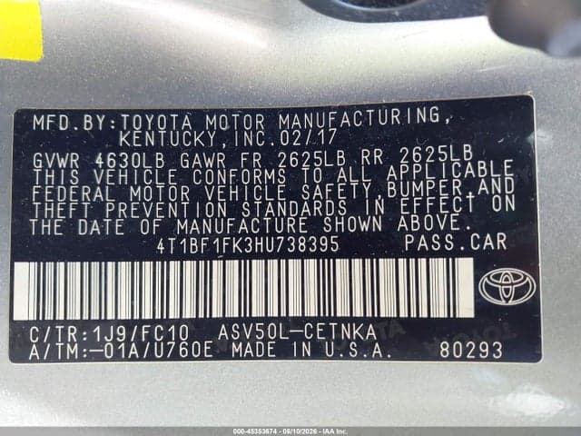 2017 TOYOTA CAMRY LE 9
