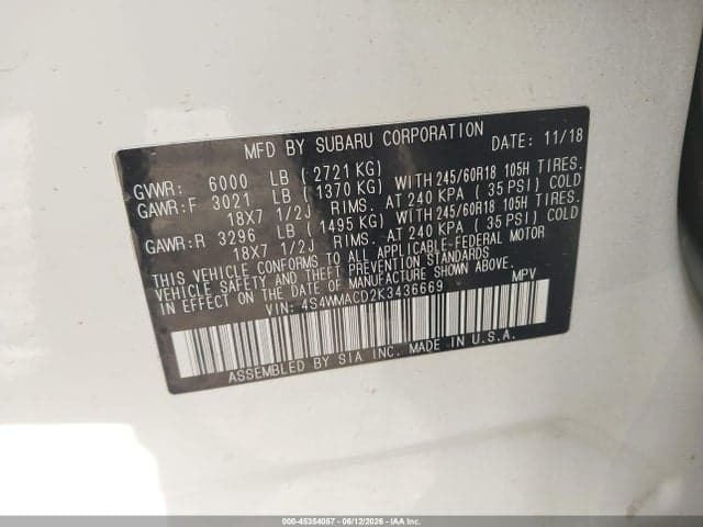 2019 SUBARU ASCENT PREMIUM 9