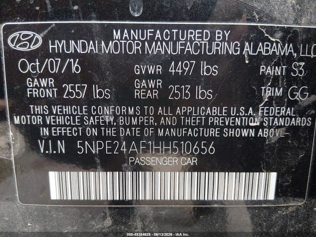 2017 HYUNDAI SONATA 9