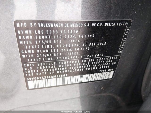 2020 VOLKSWAGEN TIGUAN 2.0T S 9