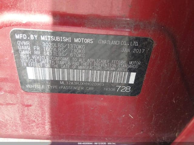 2017 MITSUBISHI MIRAGE ES 9