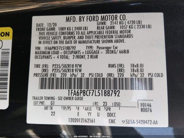 2020 FORD MUSTANG GT FASTBACK 9