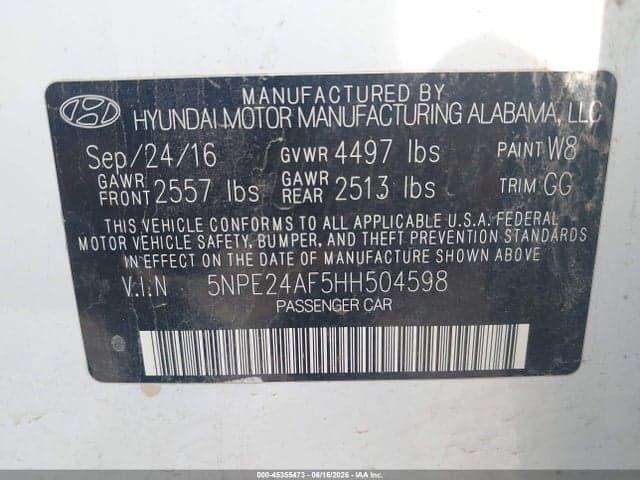 2017 HYUNDAI SONATA 9