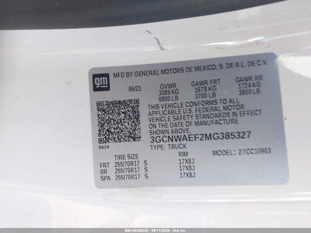 2021 CHEVROLET SILVERADO 1500 2WD LONG BED WT 9